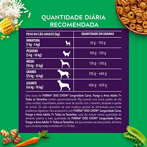 Ração Dog Chow Adulto Longevidade 7+ Frango e Arroz - 15kg Purina Idosos - Sabor Frango