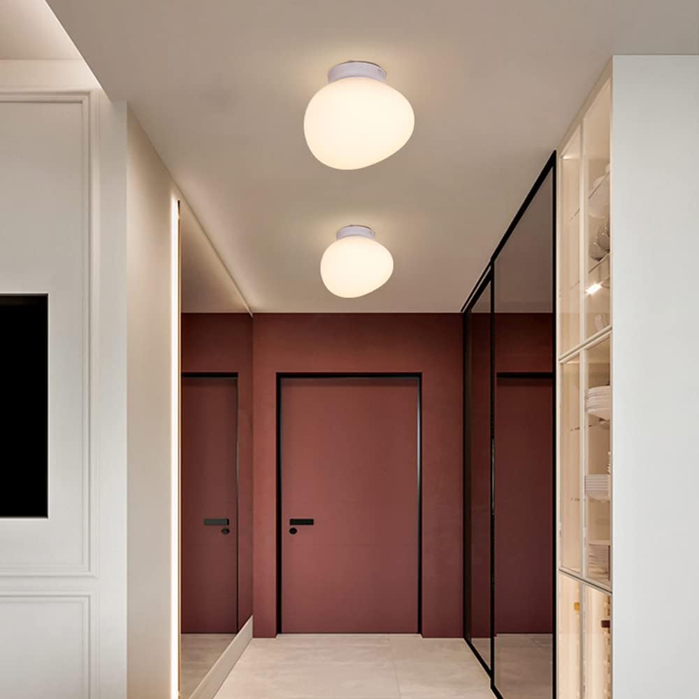 Nowoczesna lampa sufitowa do salonu, Nordic Creative, mlecznobiała, kamykowa, minimalistyczna lampa sufitowa do korytarza, kremowa, do pokoju dziecięcego