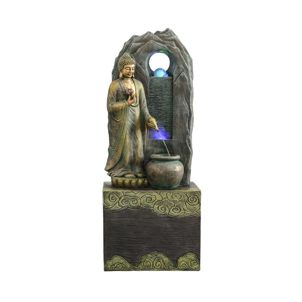 Jingzai202405 Indoor Floor Fountain Fortune-attracting Water Fountain Floor-Standing Ornaments Circulating Water Living Room Feng Shui Wheel Water Fountain