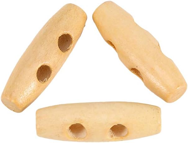 Wooden Toggle Buttons Pack of 50-2 Hole Sewing Buttons for Coats, Jackets & Knitting | Vintage Style Craft Supplies | 3cm Length