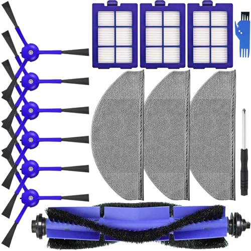 EATBALE X8 Replacement Parts Accessories for Eufy RoboVac X8 series Hybrid Robot Vacuum Cleaner Spare Parts Kit, 1 Main Roller Brush, 6 Side Brushes, 3 HEPA Filters, 3 Mop Pads (13 Pack)