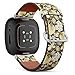 CJBROES Replacement Leather Watch Band, Compatible with Fitbit Versa 3 and Fitbit Sense of Wristband Bracelet Accessory - Floral