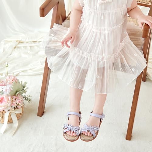 Image of Kolan Toddler Girl Sandals Open Toe Flat Princess Dress Shoes Little Kids