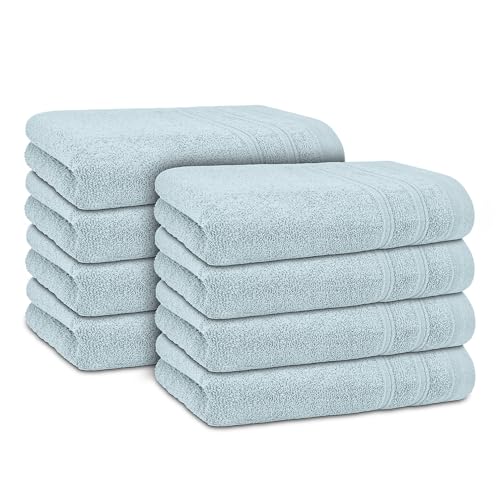 DECASATEXTIL - Juego Toallas de Lavabo 8 Unidades 100% Algodón 450gr, Tamaño 50x100cm - Toallas Manos - Toalla Suave y Duradera para Secar Tus Manos y Rostro (Azul Nube)
