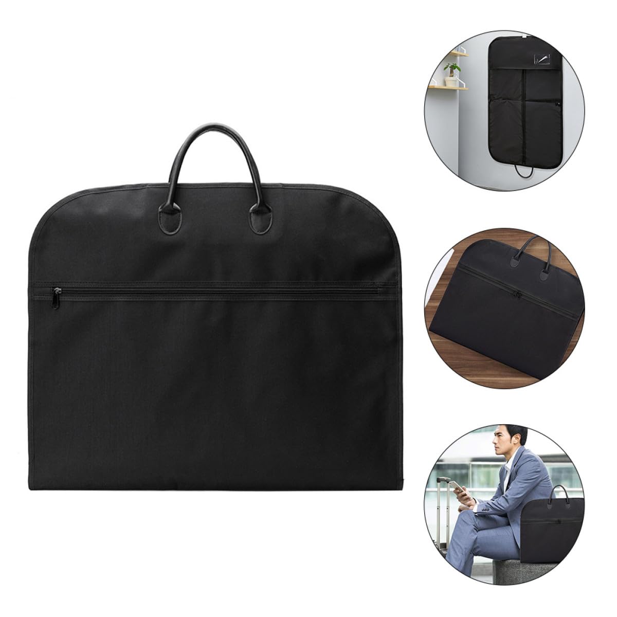 Porta Abiti da Viaggio Oxford Nero Resistente, Pieghevole e Portatile per Giacche e Cappotti Lunghi, per Viaggi Leggeri e Business