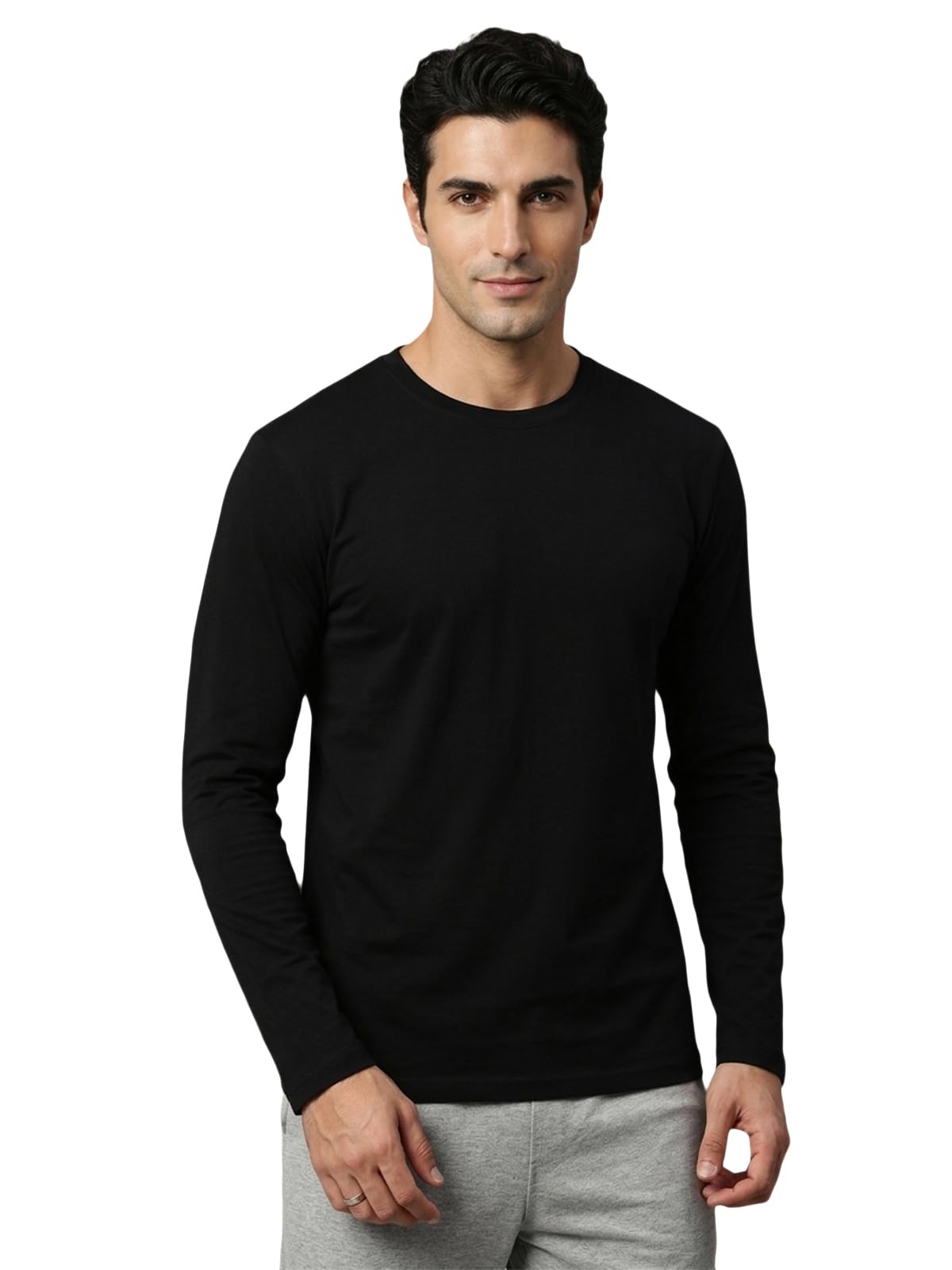 Lux Cozi Men's Cotton Solid Round Neck Regular Fit Full Sleeve T-Shirt | Full Sleeves T-Shirt for Men | Plain-Regular Fit-image-41