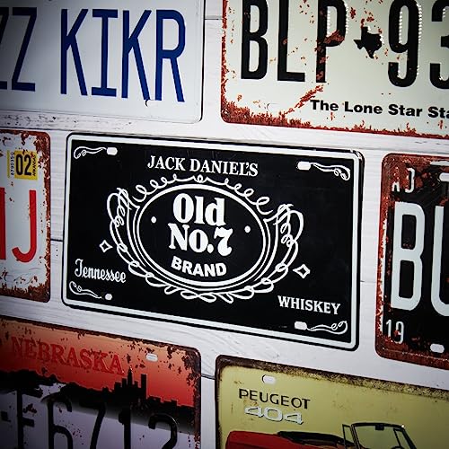 Image of Jack Da niels Old No.7 Vintage Retro Metal Signs - License Wall Plate, Decorative Car Tag for Cafe, Restaurant, Shop, Home, Hotel, Club, Office, Living Area - Design Plaque