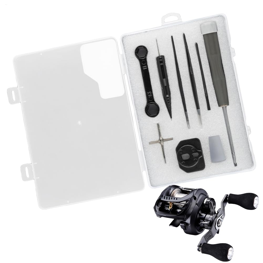 Angelrolle Wartungsset - Präzisionsreinigungswerkzeuge, kompaktes Reparaturset | Rostbeständige Edelstahl-Pinzette Schere, Schmierölbürste Produkt, Tackle Box