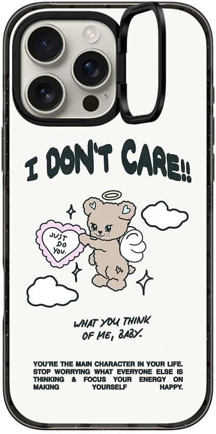 CASETiFY Impact Ring Stand Case for iPhone 16 Pro Max [Kickstand / 6.6 ft. 3X Military Grade Drop Protection/Compatible with Magsafe] - Angel Bear - Clear Black - Image 3