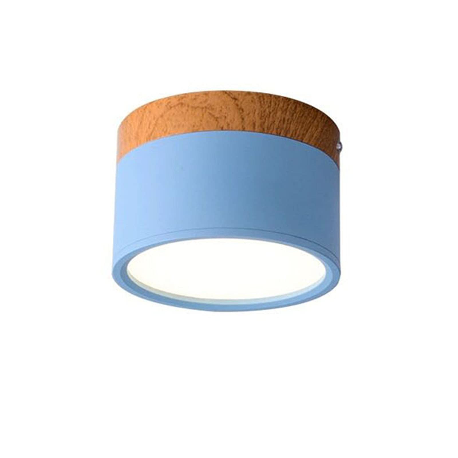 LAI HO LED Downlight, Nordic Wood Modern Led Surface Mounted Ceiling Light Fitting, Aluminum Cool White Spotlight for Dining Room Kitchen Hallway,Blue,15W