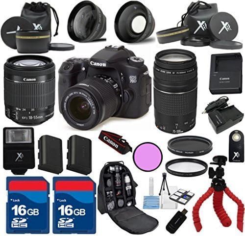 Canon EOS 70D Camera Body with Canon 18-55mm IS STM Lens Al’s Variety Premium Bundle with Canon 75-300mm III Zoom + Deluxe Backpack + XIT 3Pc Filter Kit + XIT Wide Angle Lens + XIT Telephoto Lens + Spider Flexible Tripod + Extra High Capacity Battery + Extra AC/DC Rapid Charger + 2pcs 16GB Bandwidth Memory Cards + 24pc Accessory Bundle Kit
