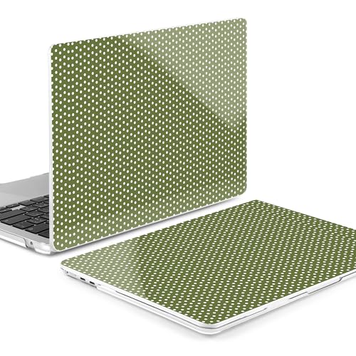Image of MEEgoodo Case for M5 /M4 /M3 /M2 MacBook Air 13 inch 2026 2025 2024 2022, Fit Model A3449 /A3240 /A3113 /A2681, Case Compatible with MacBook Air 13.6-inch, Polka Dots & Green