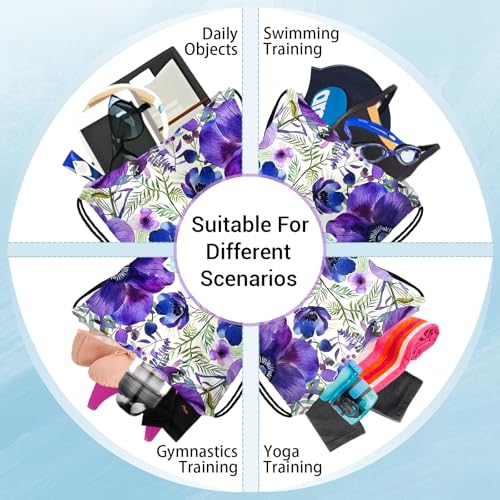 Image of Blossom Wildflowers Gymnastics Grip Bags Small Drawstring Athlete Bag for Sport Dance Gym