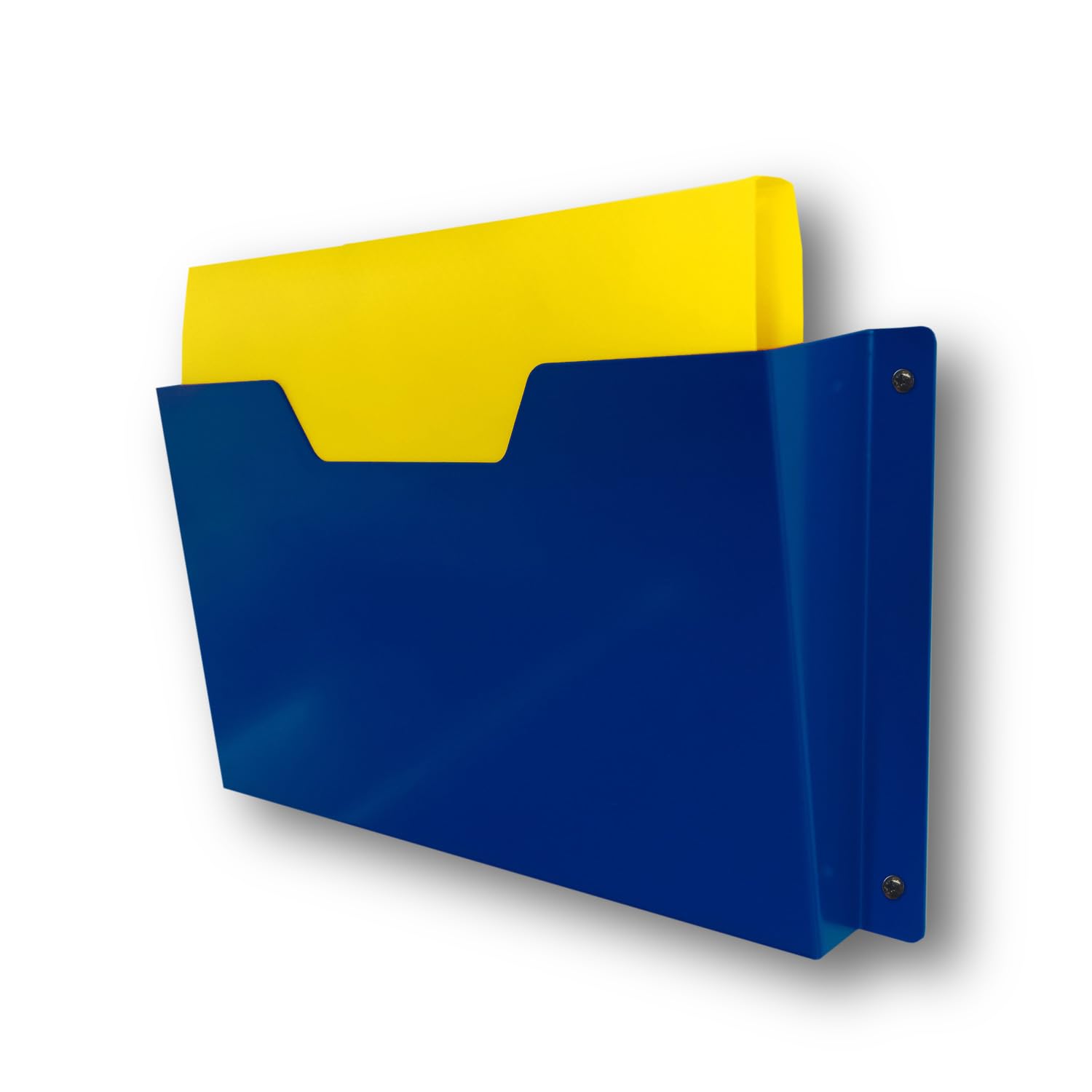 MegaMaxx UK Wall Mount A4 Document Holder – Blue Steel Wall File Storage for Ring Binders, Display Files & Safety Documents – Heavy Duty Office Organiser – UK Made