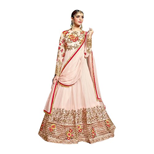 Costume Anarkali brodé long vêtement ethnique femme georgette