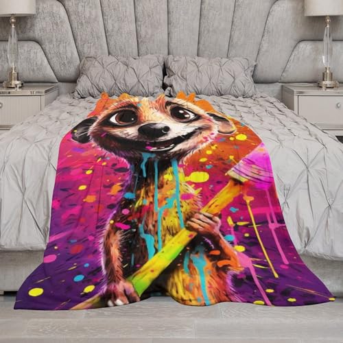 Couverture suricate polaire contre le froid : couverture de canapé douce 150x200cm