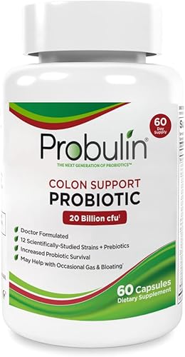 Miniatura 9 de Probulin Suplemento probiótico de apoyo para el colon, cápsulas probióticas para la salud intestinal, digestiva e inmunitaria para hombres y