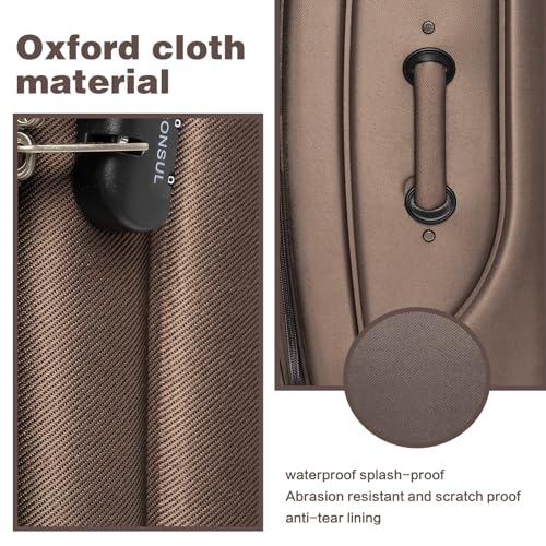 4-Piece Expandable Softshell Luggage Set - Lightweight Softside Suitcases,Smart Interior Organization, 25% Extra Space, Water-Resistant 600D Oxford PVC, Quick-Access Exterior Pockets (Brown)4