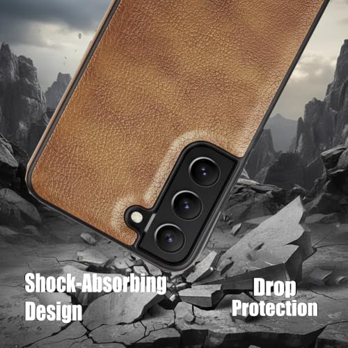 Image of Leather Case for Samsung Galaxy S24 Premium Protective Stylish Slim Cover with Shockproof Raised Edges Brown