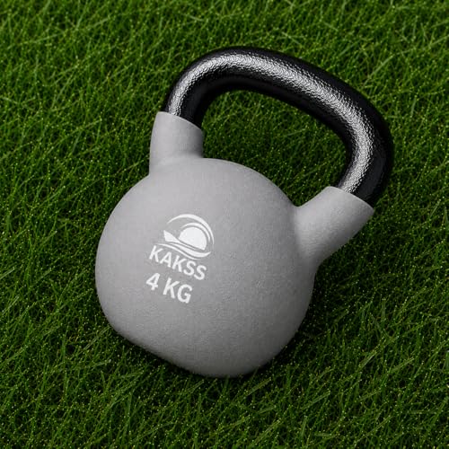 Image of Kakss Half Coating Neoprene Kettlebell (2kg to 40kg)(Proudly Made in India) (4kg, Grey)