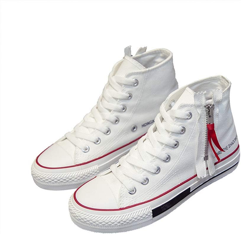Women's Canvas Shoes High Tops Zip Lace Up Fashion Sneakers Breathable Outdoor Walking