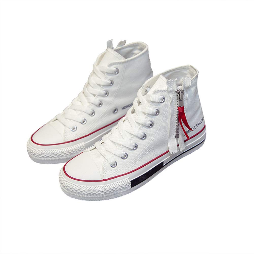 Women's Canvas Shoes High Tops Zip Lace Up Fashion Sneakers Breathable Outdoor Walking