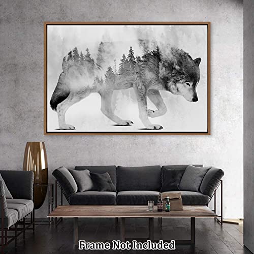 Eorntdy Canvas Wall Art Forest Abstract Animal Art On Wolf Canvas Print Artwork Wall Art Paintings Modern Picture Print Unframed For Living Room Dinning Room Bedroom Bathroom Home Decor 24X36Inch #TOP4