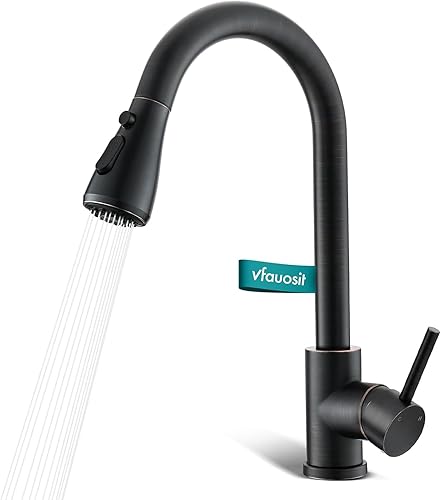 Grifo de cocina de bronce aceitado con tubos de extensión de 20 pulgadas, grifo de fregadero de cocina con rociador extraíble, grifo de acero