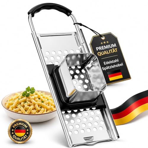 Edelstahl Spätzlehobel Spätzlepresse mit Gummigriff Spätzle Reibe Spätzlehobel mit Teigschlitten Spätzlereibe Ist Spülmaschinenfest für Selbstgemachte Spätzle und Knöpfle