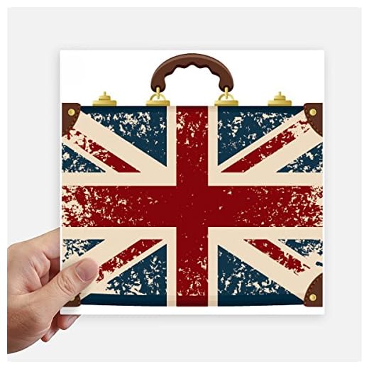 DIYthinker Union Jack Rétro Valise Royaume-Uni Drapeau Britannique Culture Autocollant carré de 20 cm Mur Valise pour Ordinateur Portable Motobike Decal 4Pcs 20cm x 20cm Multicolor