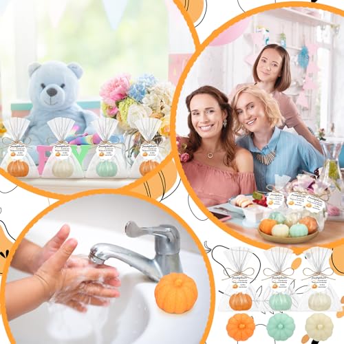 demissle 40 fall pumpkin baby shower favors thanksgiving bridal shower soap favors mini pumpkin soap thanks card gift bag with string for guest wedding autumn party decor gifts colorful