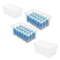 Y.Z.Bros 16inch Freezer Storage Organizer Baskets, Household Wire Refrigerator Bins with Built-in Handles for Cabinet, Pantry, Closet, Bedroom