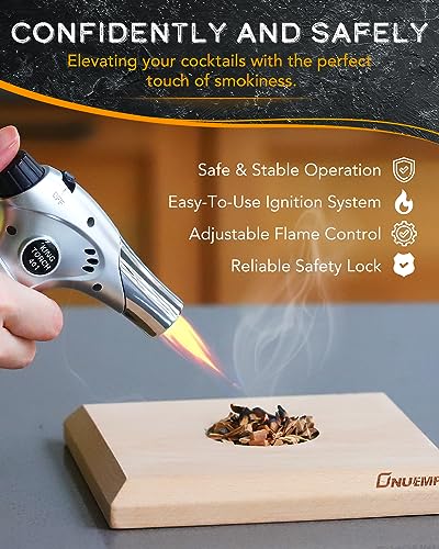ONUEMP Cocktail Smoker Kit with Torch, Old Fashioned Smoker Kit with 5 Flavor Wood Chips, Drink Infuser, Smoke Top, Whiskey Bourbon Gifts for Men Dad Husband Father's Day (Without Butane)