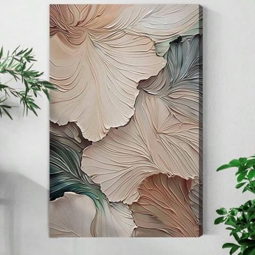 Peinture murale abstraite de qualité galerie avec texture unique et motif floral