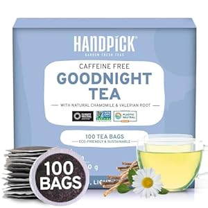 HANDPICK, Good Night Tea Bags (100 Count) Night Time Herbal Tea | Caffeine Free, Gluten Free | Floral Blend – Lavender, Chamomile, Peppermint | Natural Tea, Perfect for Bedtime