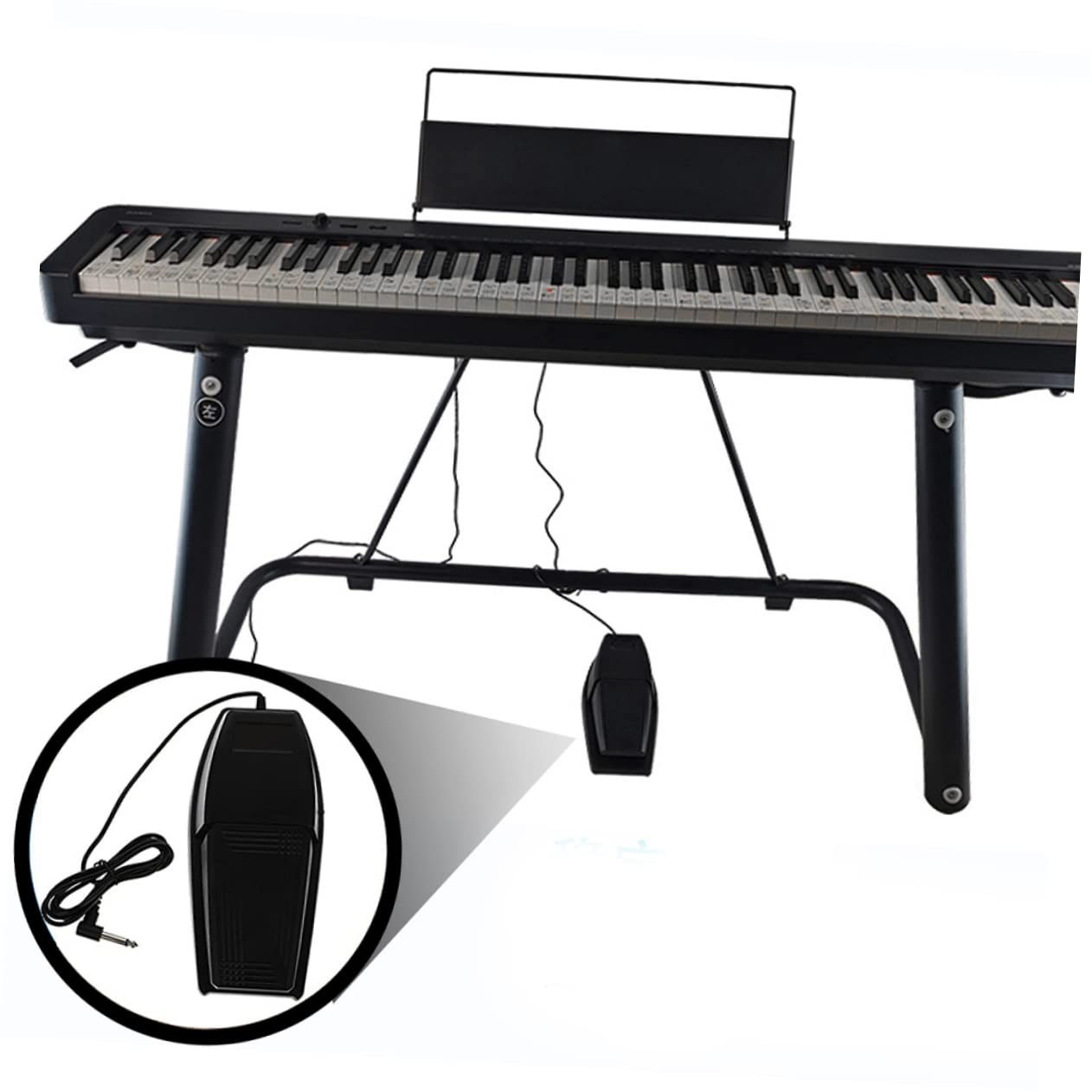 Pedal de Sostenido para Piano Negro de Goma y Abs Portátil | Resistente a Daños, Efecto de Sustain, Durabilidad, Uso Teclado y Midi