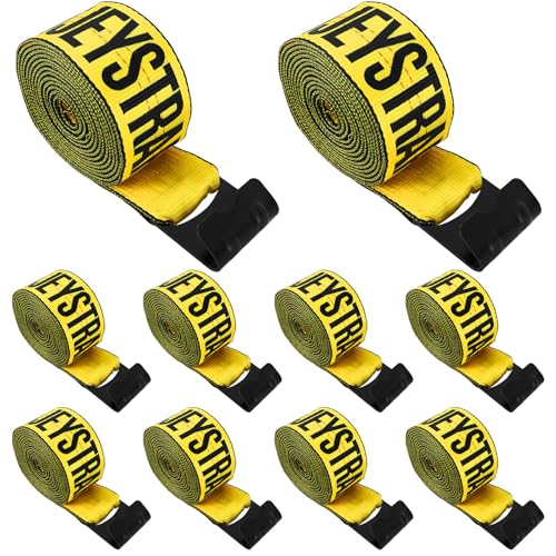 Yellow 4 Inch x 30 FT Heavy Duty Tie Down Straps - High Visibility Flatbed Trailer Straps with Flat Hooks, 6000 lbs Working Load / 18000 lbs Break Strength, 10-Pack for Truck & Cargo Securement