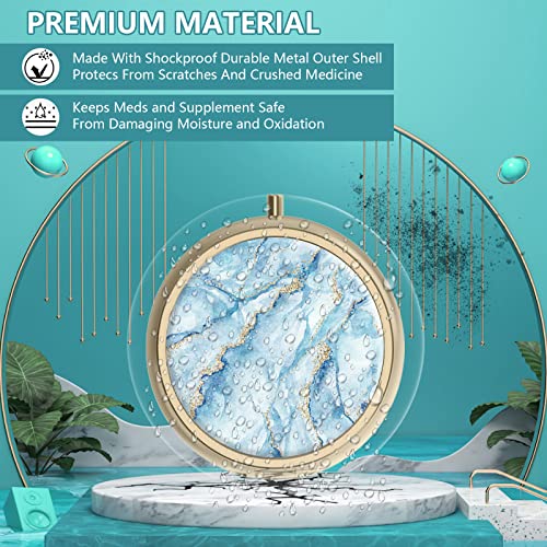 Image of Pill Case Pill Box with Mirror Retro Small Pill Case for Purse or Pocket Bronze Pill Box or Vitamins, Fish Oil, Supplements, Pill Containe Travel Gifts(2PCS)