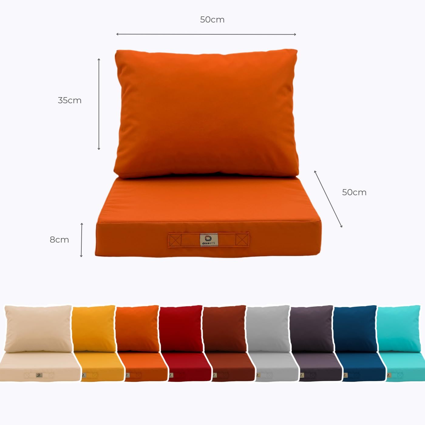 Coussins Pour Banc De Jardin SET X2 - 30x40x12 Cm - Orange Flowers - Extérieur Imperméable