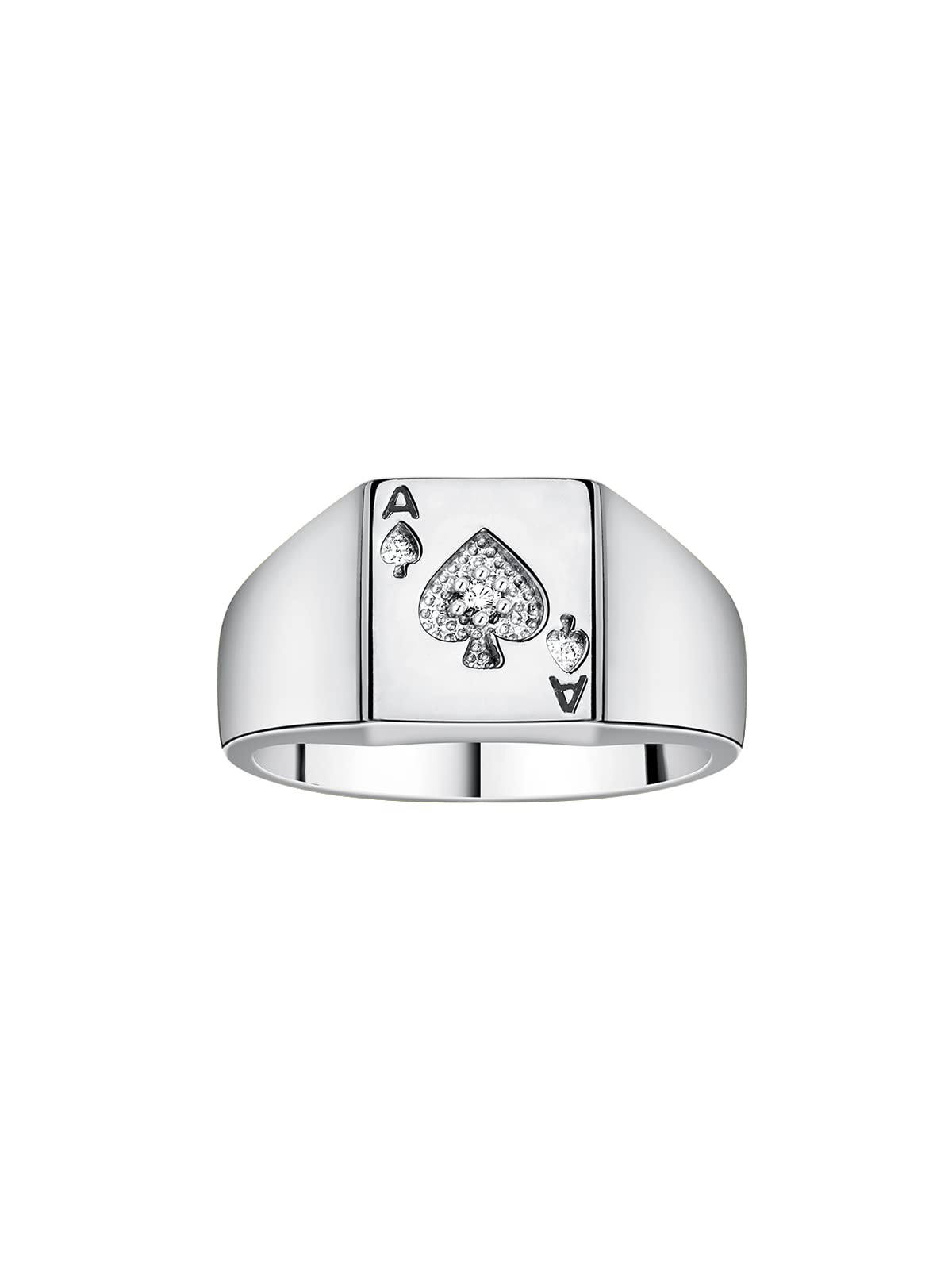 Rylos Ace of Spades Poker Ring with Diamond – Sterling Silver or Gold-Plated, Sizes 6-13