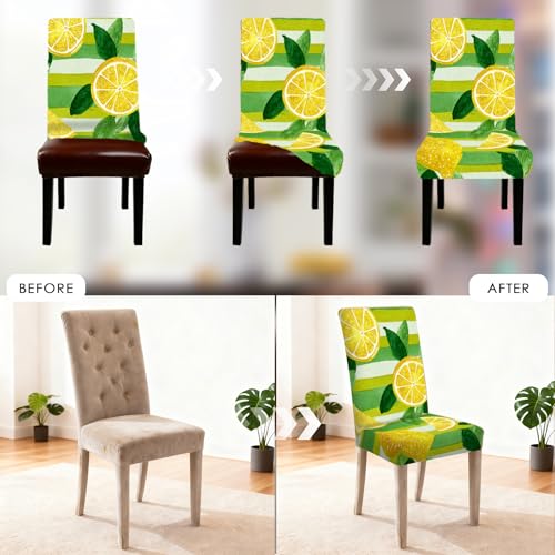 Image of Nuxovilar 2PCS Lemon Green Stripe Stretch Chair Covers 23.6x70in