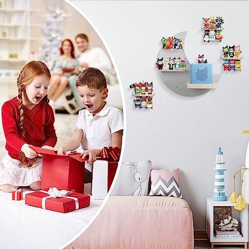 Floating Shelf Wall Mounted Set Of 4 (Moon And 3 Stars) For Toniebox Starter Set,24 Tonie Figures - Magnetic Wooden Shelves Compatible With Toniebox Player Audio Character For Children Room #TOP3
