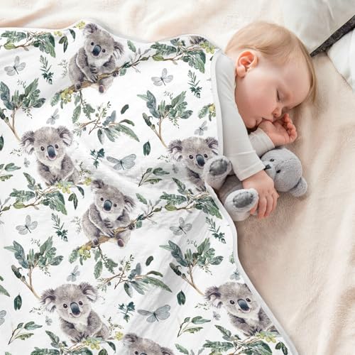 Image of Toddler Blanket for Baby Boy and Girl Soft Swaddle Blanket for Toddler and Infant 30X40in Funny Koala White