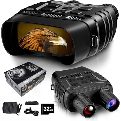 EliteZ Night Vision Goggles, 4K Full-Color Night Vision Binoculars for Adults, 7 Gear Night Vision, 8X Digital Zoom, 32GB Card to Save Photos and Videos, Ideal for Camping & Hiking (Black)