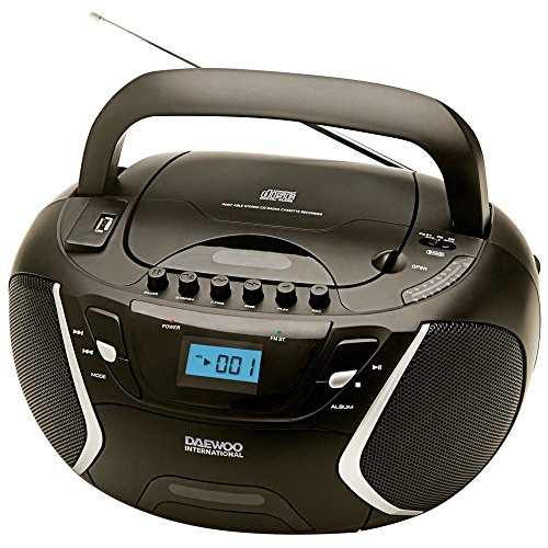Daewoo Radio CD con Cassette DBU-51 | Reproductor de CD y USB | Mini Cadena de Música | MP3 | Color Negro