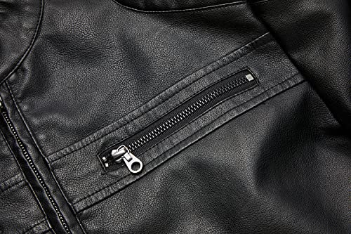 Image of WULFUL Men's Stand Collar Leather Jacket Motorcycle Lightweight Faux Leather Outwear