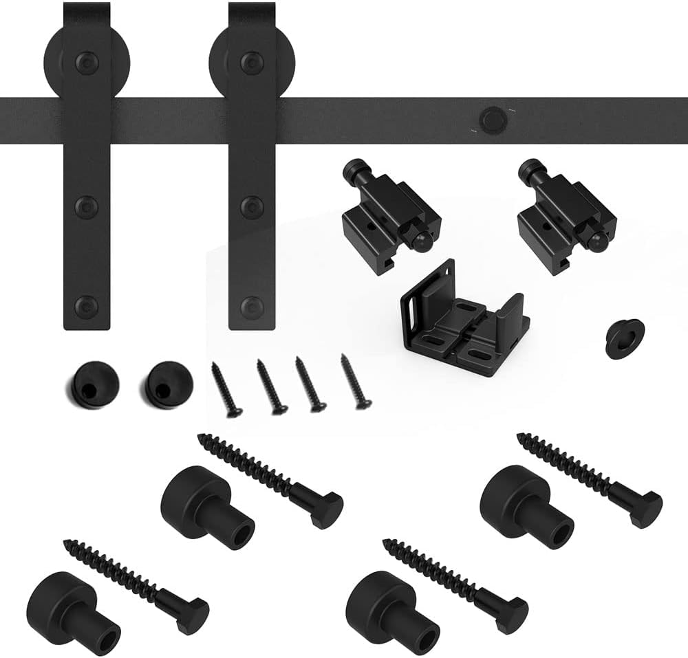 Kit de herrajes para puerta corredera de granero de 76,2 cm, para soportes de TV de una sola puerta, armarios pequeños, colgador en forma de J