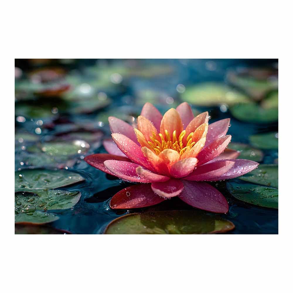 ZAMAEIU Landscape Pictures For Wall Lotuss amidst water art prints and posters, Suitable for Living Room Bedroom Decor apartment Wall Decoration(pink)-80x120cm Unframed