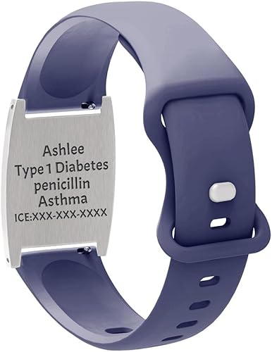 Miniatura 3 de Pulseras de identificación de alerta médica personalizadas para mujeres y niñas, pulseras de emergencia médica de acero inoxidable personalizadas