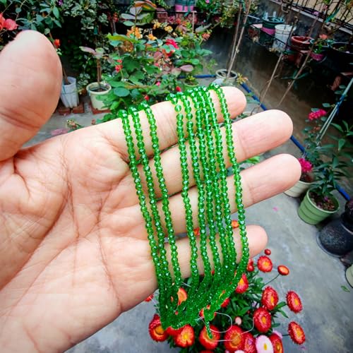 Image of 2mm Rondelle Glass Beads for Jewelry Making, Faceted Briolette Crytal Spacer Beads for Bracelet Necklace Earring, Grass Green 1200pcs